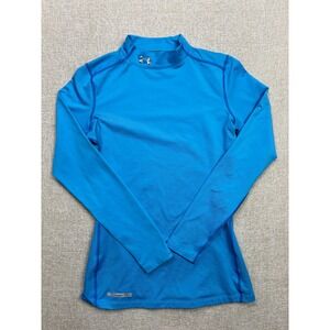 Under Armour ColdGear Fitted Mock Neck Long Sleeve Top Blue Womens Medium